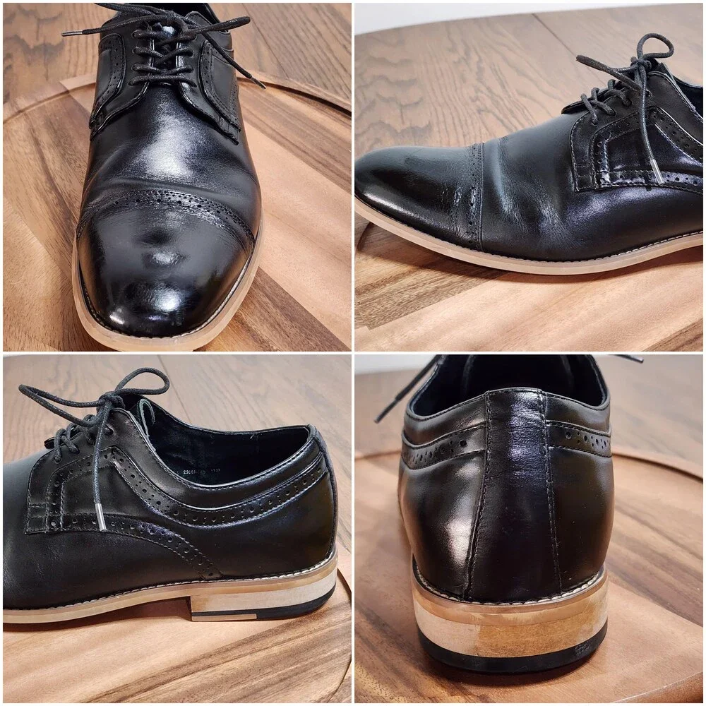 Stacy Adams Dress Shoes Mens Size 11 Black Leather Cap Toe Derby Memory Foam